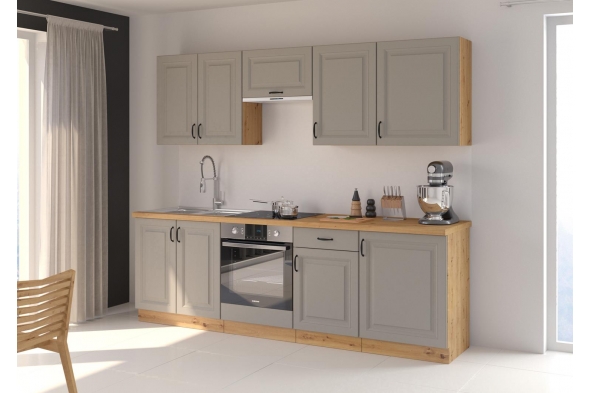 Zestaw mebli kuchennych 250 cm LISTO Jasny szary / Artisan